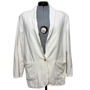 Deva Lifewear Single Button Crepe Blazer Hand Sewn Cotton Shoulder Padding Sz: L